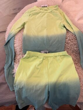 Neon Lime to Teal Ombre Kids Matching Set